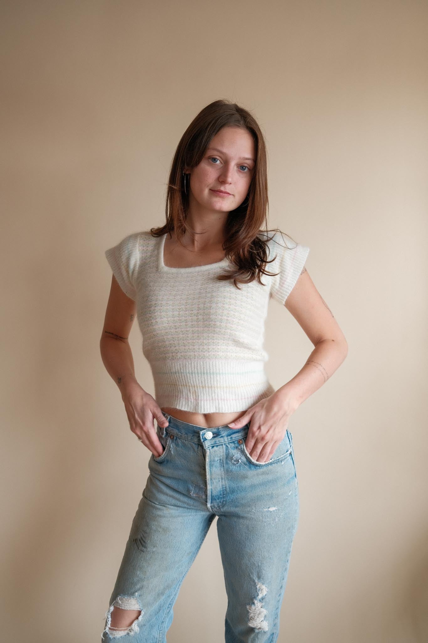 1970's Pastel Cropped Sweater