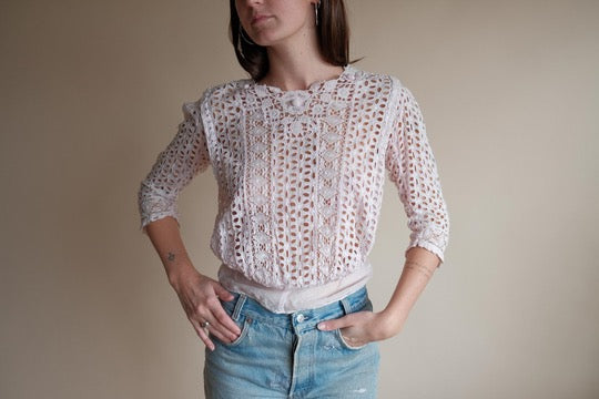 Antique Baby Pink Over Dyed Corset Cover