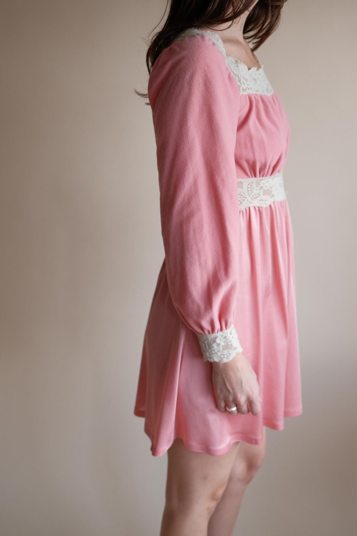 1970's Pink Prairie Mini Dress