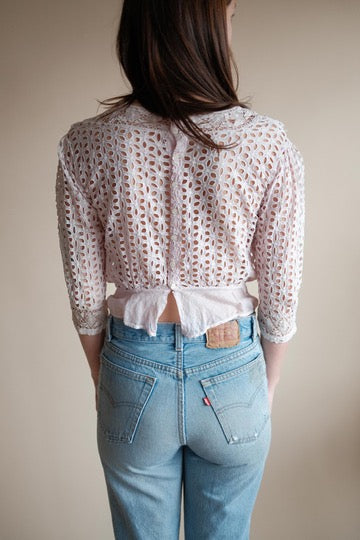 Antique Baby Pink Over Dyed Corset Cover