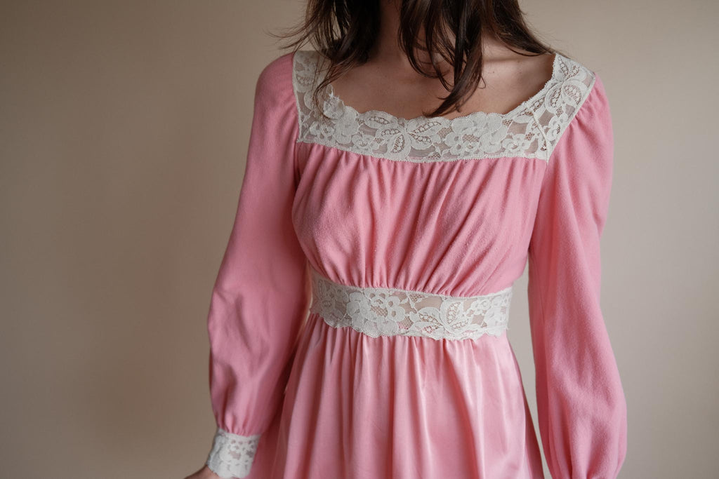 1970's Pink Prairie Mini Dress