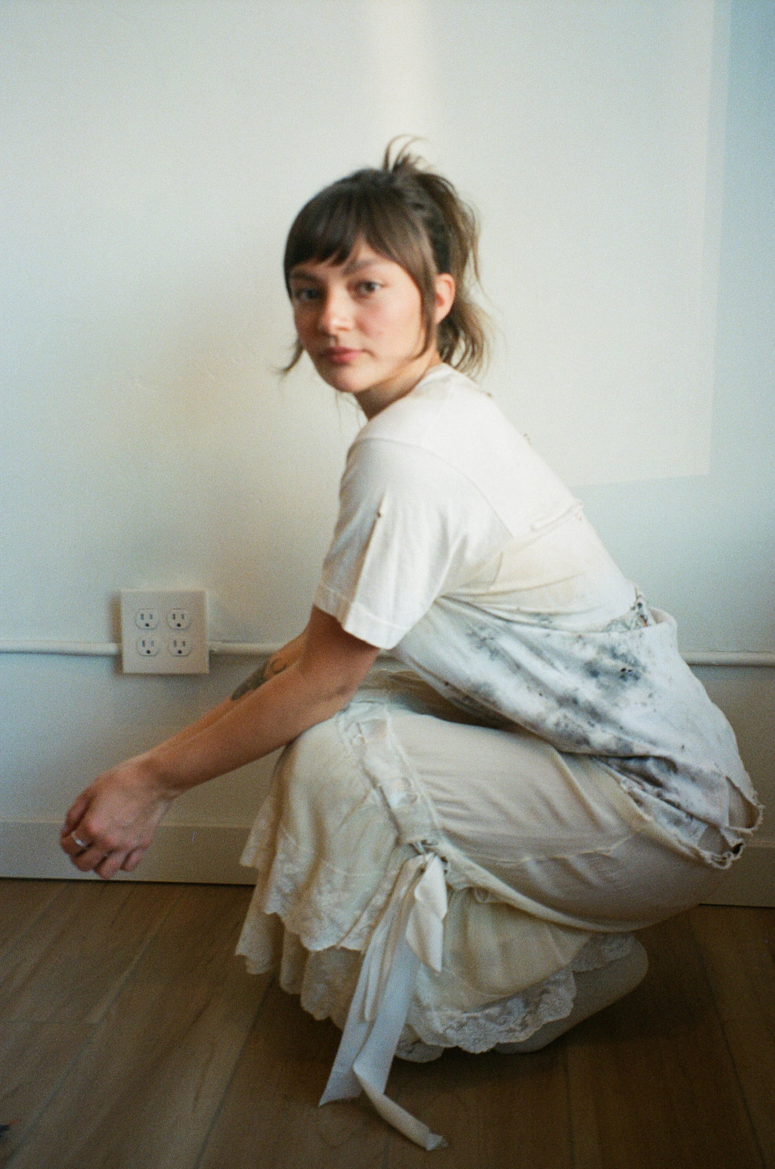 1920's Silk Skirt Lace Ruffle Maxi Skirt