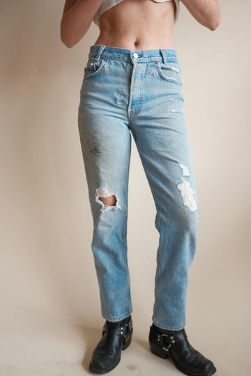 Repaired Made in USA Button Fly Levi's 701's