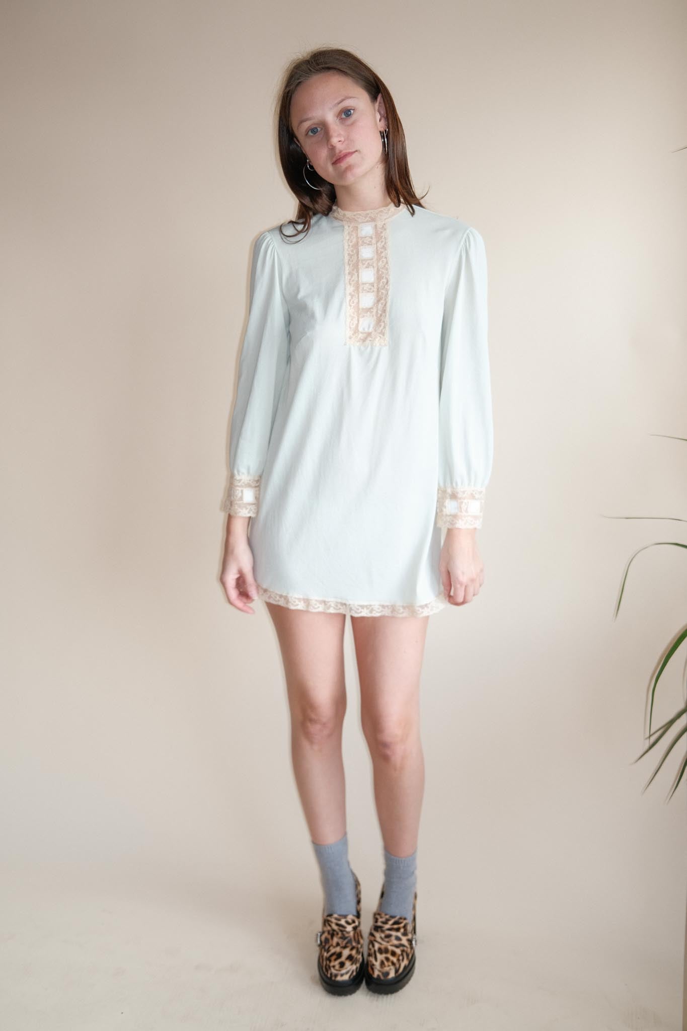 1960's Micro Mint Sheer Mini Dress
