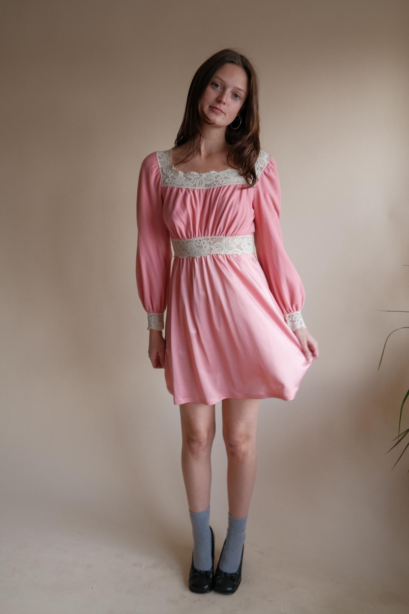 1970's Pink Prairie Mini Dress