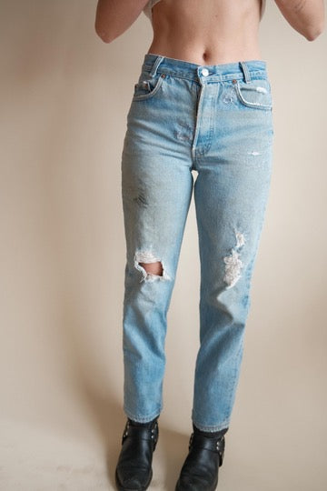 Repaired Made in USA Button Fly Levi's 701's