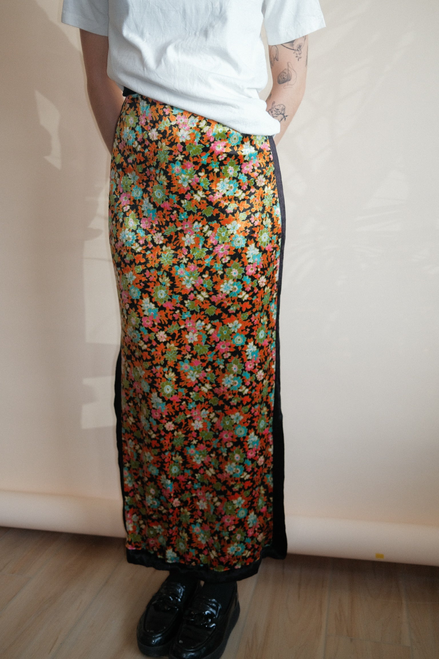 1970's Velvet Floral Skirt