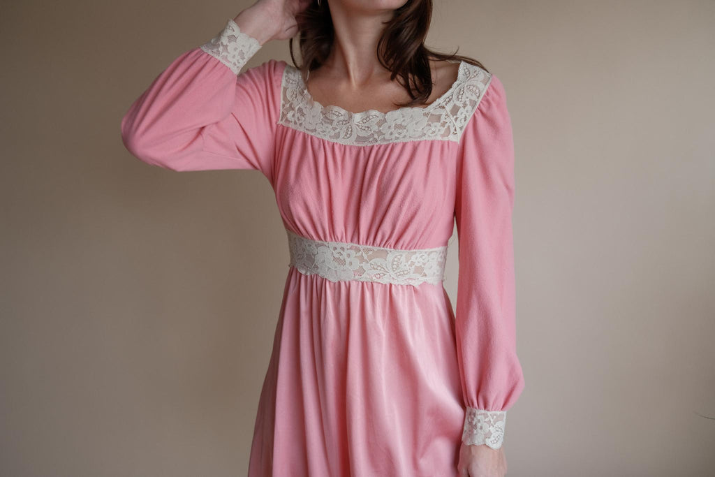 1970's Pink Prairie Mini Dress
