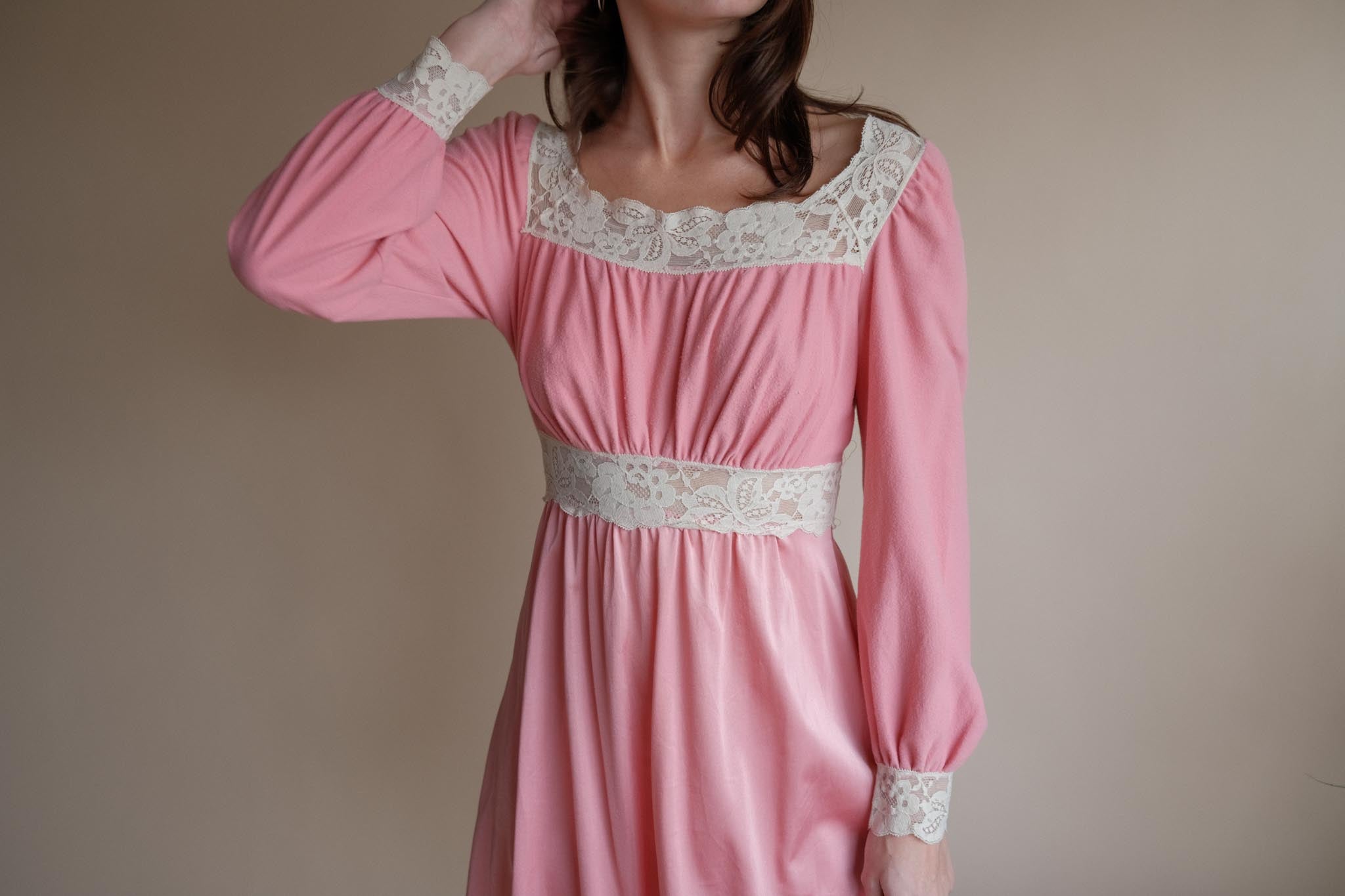1970's Pink Prairie Mini Dress