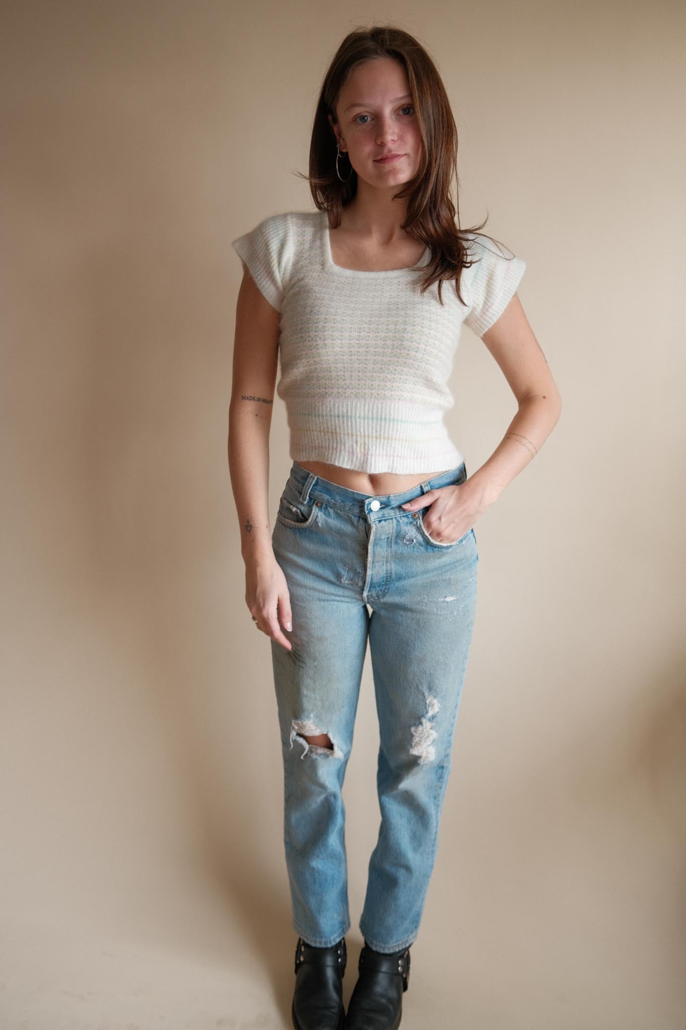 1970's Pastel Cropped Sweater
