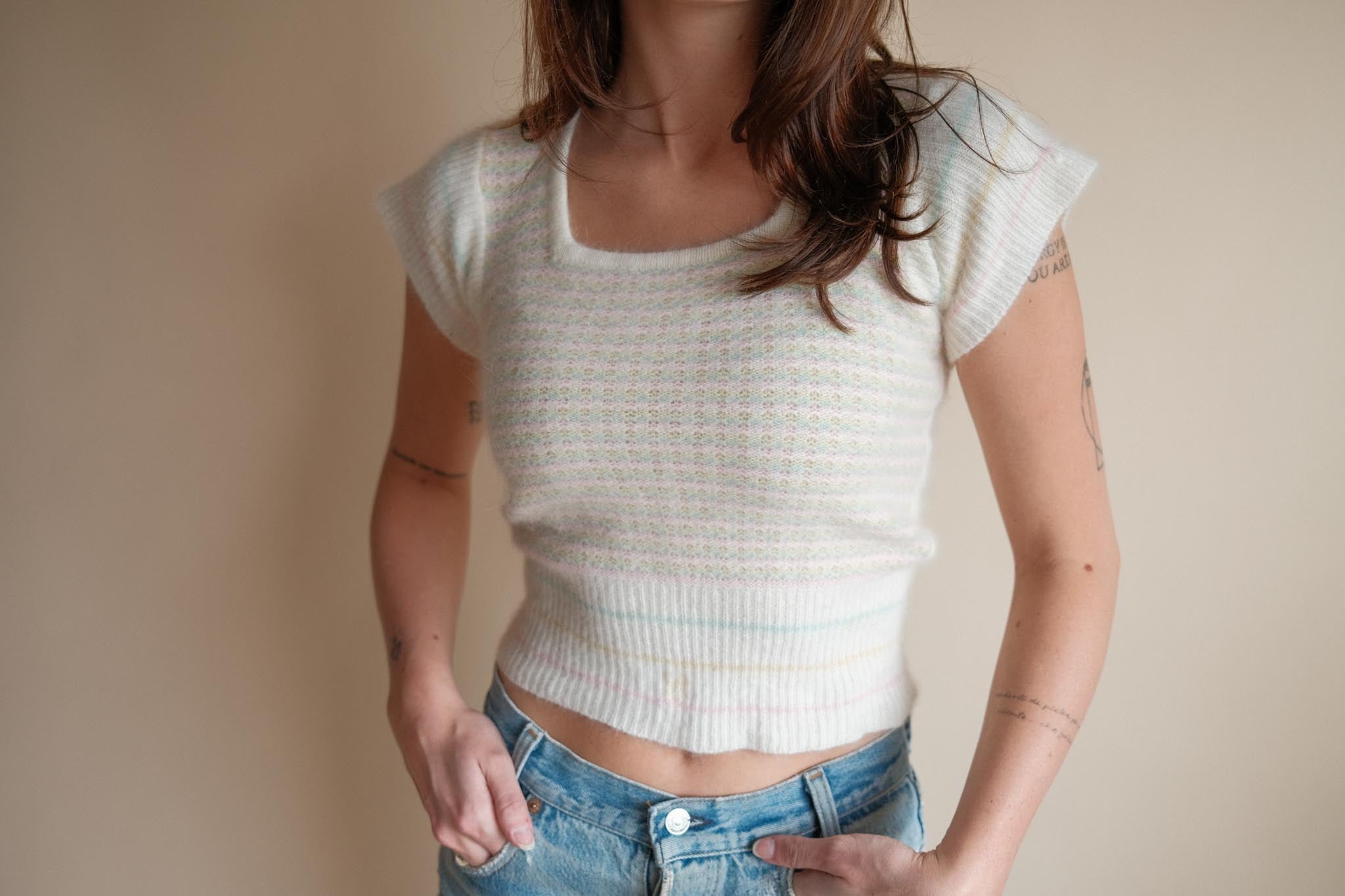 1970's Pastel Cropped Sweater