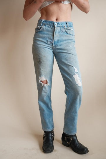 Repaired Made in USA Button Fly Levi's 701's