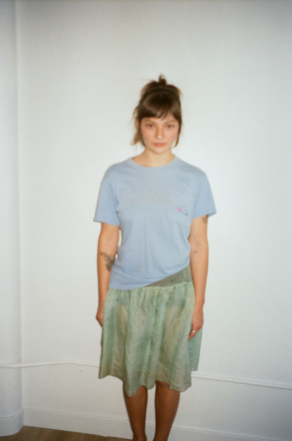 1960's Baby Blue Pocket Tee with 70's Iron On