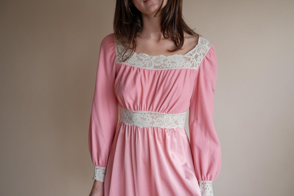 1970's Pink Prairie Mini Dress