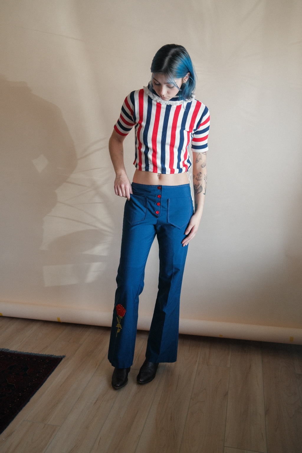 1970's Rose Print Pant