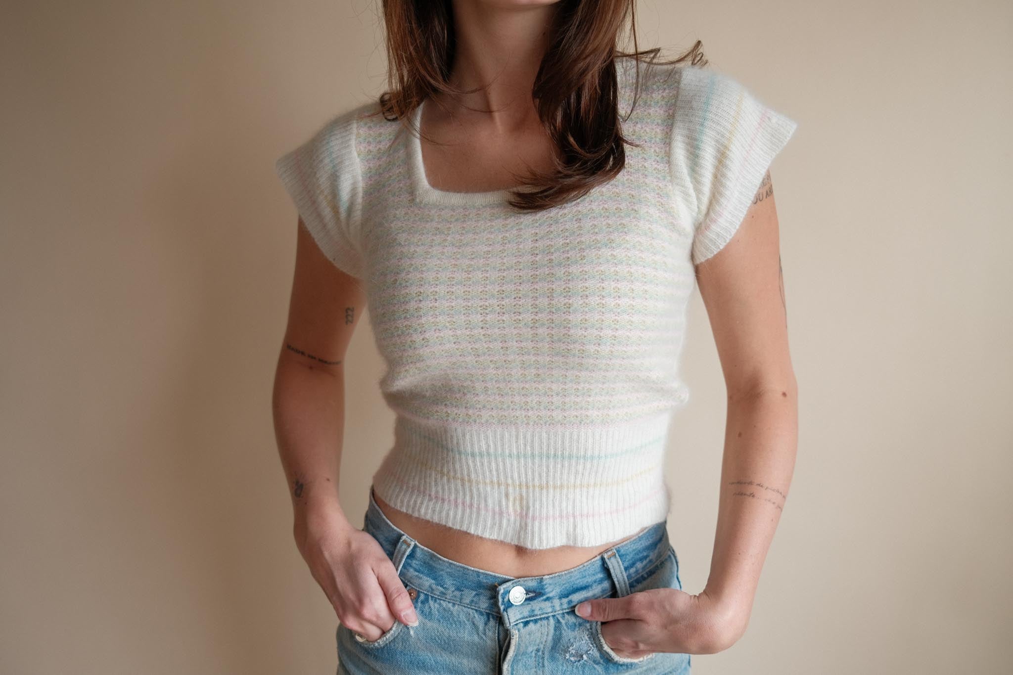 1970's Pastel Cropped Sweater