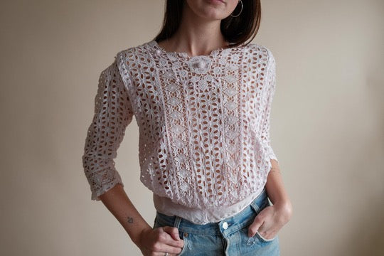 Antique Baby Pink Over Dyed Corset Cover