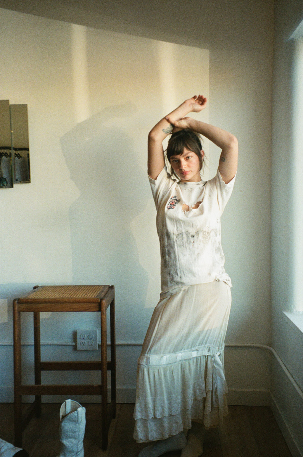 1920's Silk Skirt Lace Ruffle Maxi Skirt