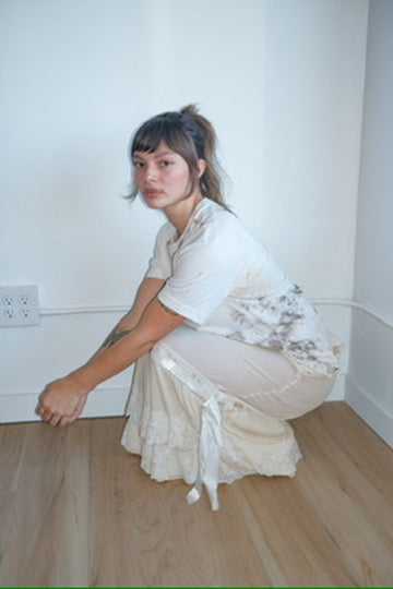 1920's Silk Skirt Lace Ruffle Maxi Skirt