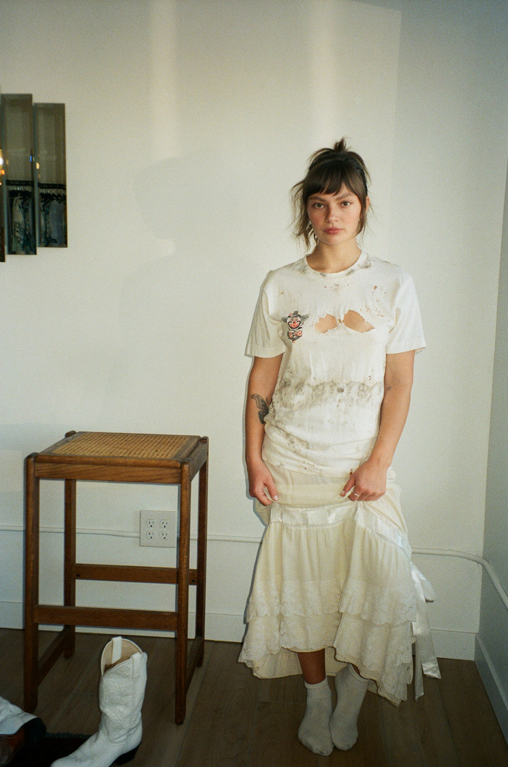 1920's Silk Skirt Lace Ruffle Maxi Skirt