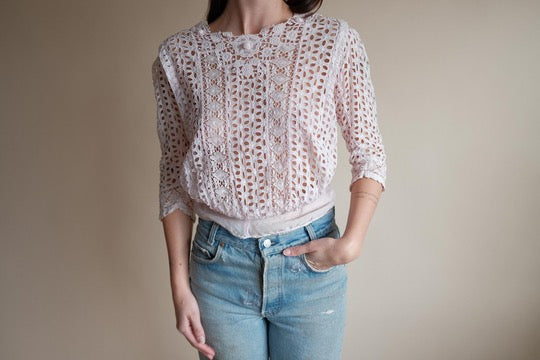 Antique Baby Pink Over Dyed Corset Cover