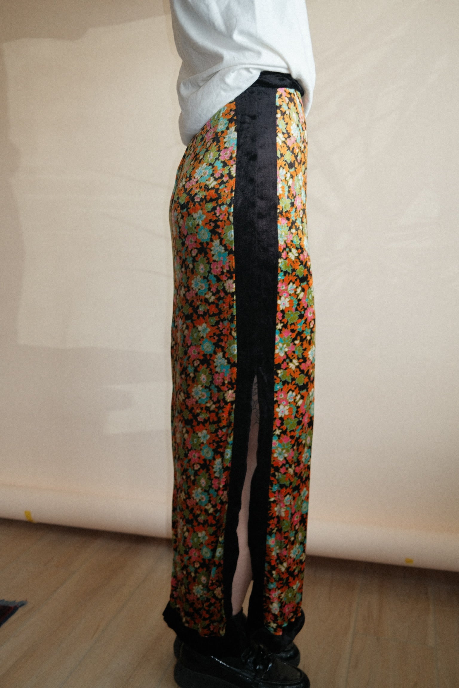 1970's Velvet Floral Skirt