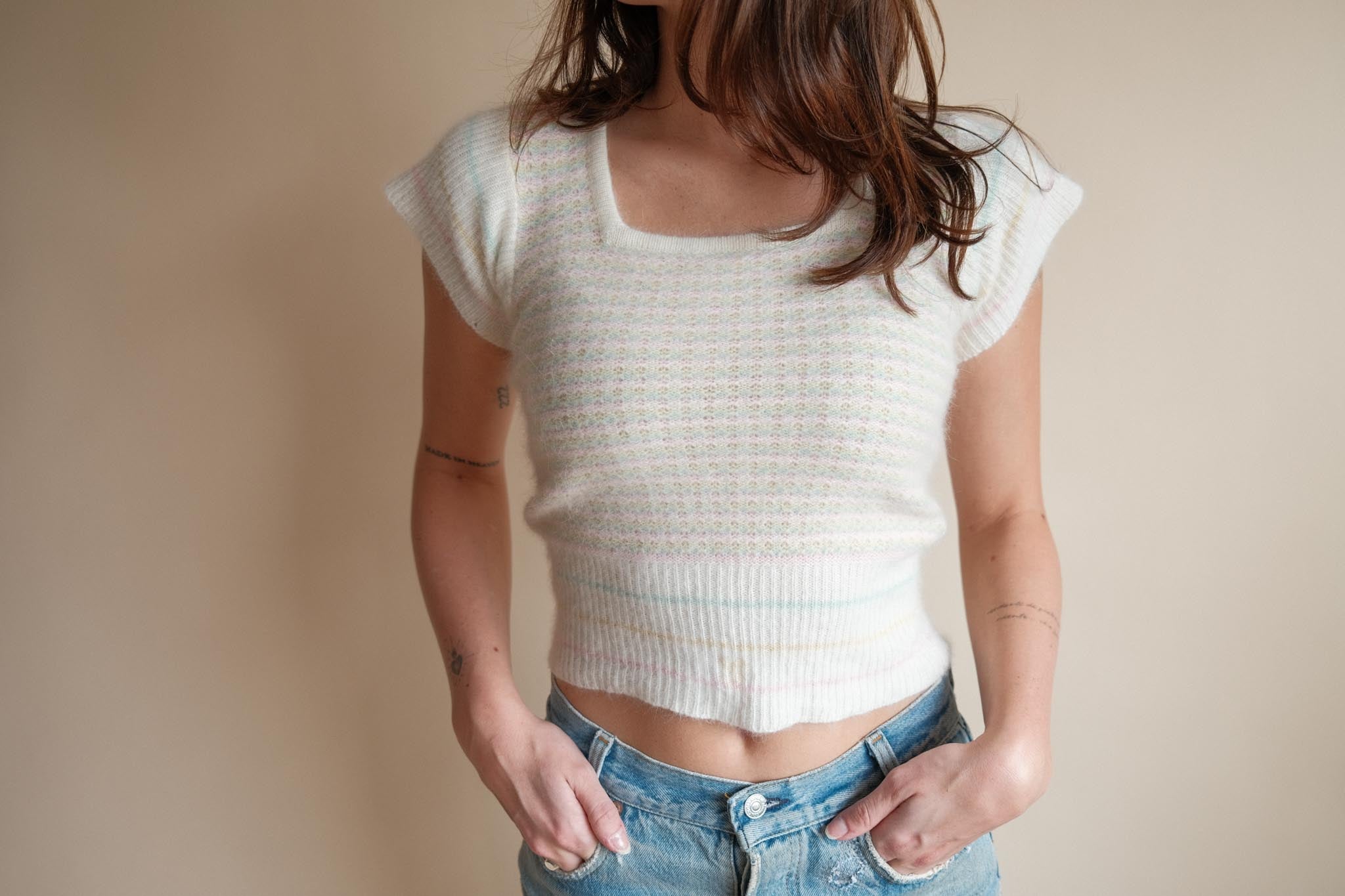 1970's Pastel Cropped Sweater